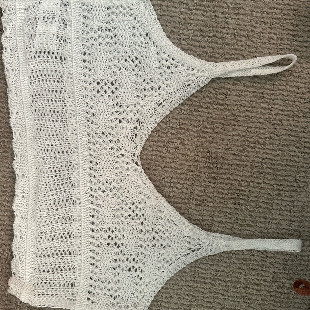 White Crochet Knit Tank Top